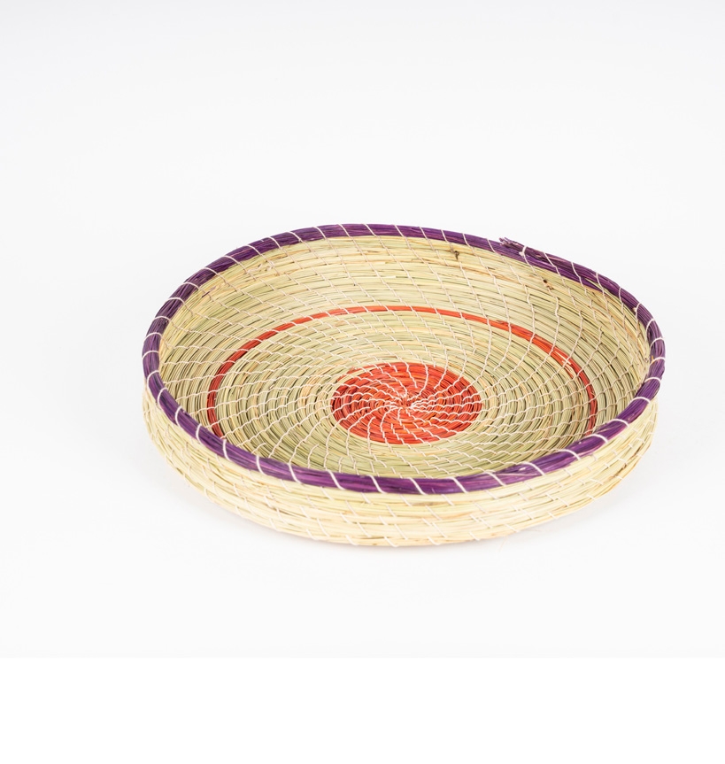 CORBEILLE mauve et orange en alfa naturelle